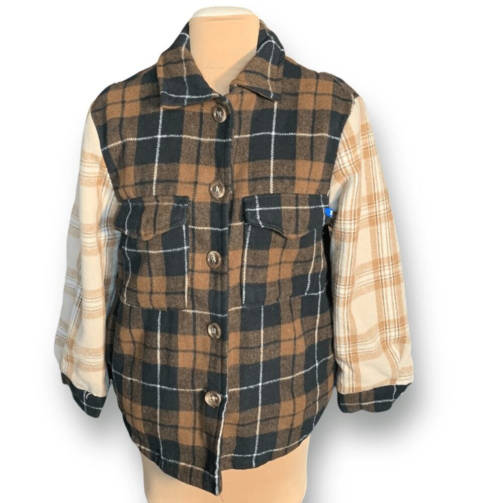 Hurley Brown Black Plaid Quilted Flannel Shacket Button Front Medium Unisex